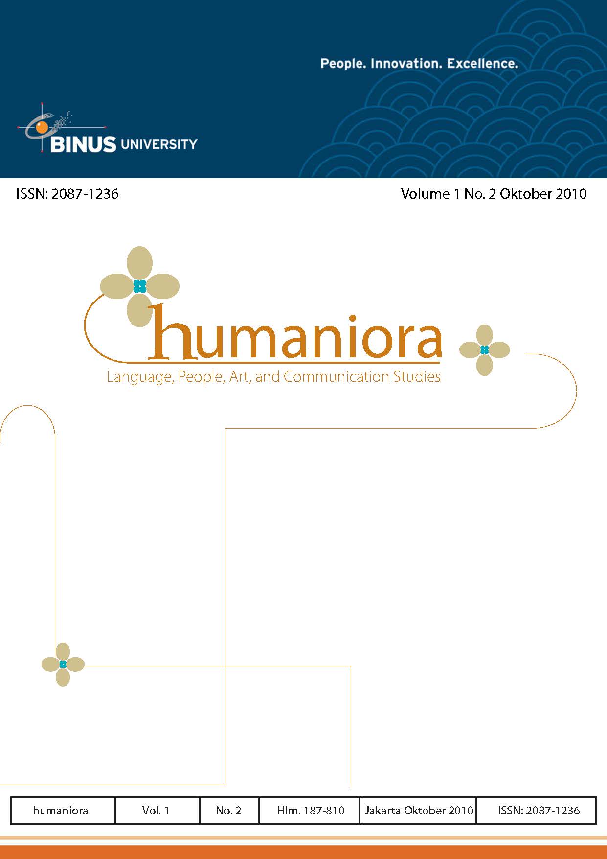 					View Vol. 1 No. 2 (2010): Humaniora
				
