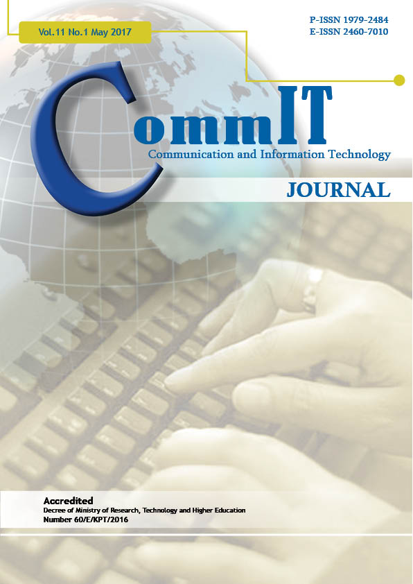 					View Vol. 11 No. 1 (2017): CommIT Journal
				