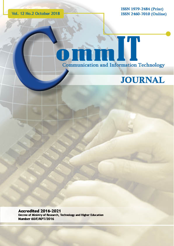 					View Vol. 12 No. 2 (2018): CommIT Journal
				