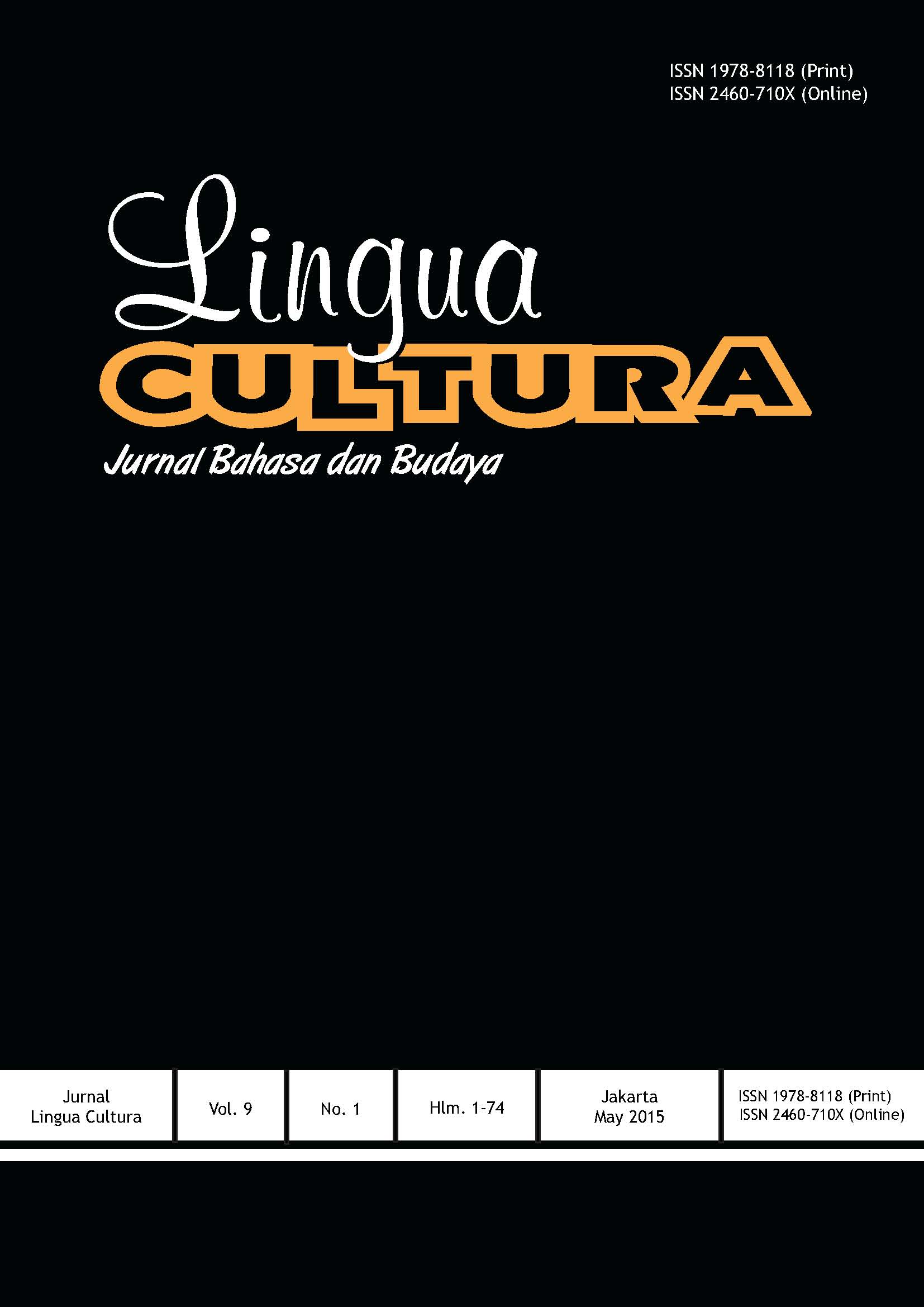 					View Vol. 9 No. 1 (2015): Lingua Cultura Vol. 9 No. 1
				