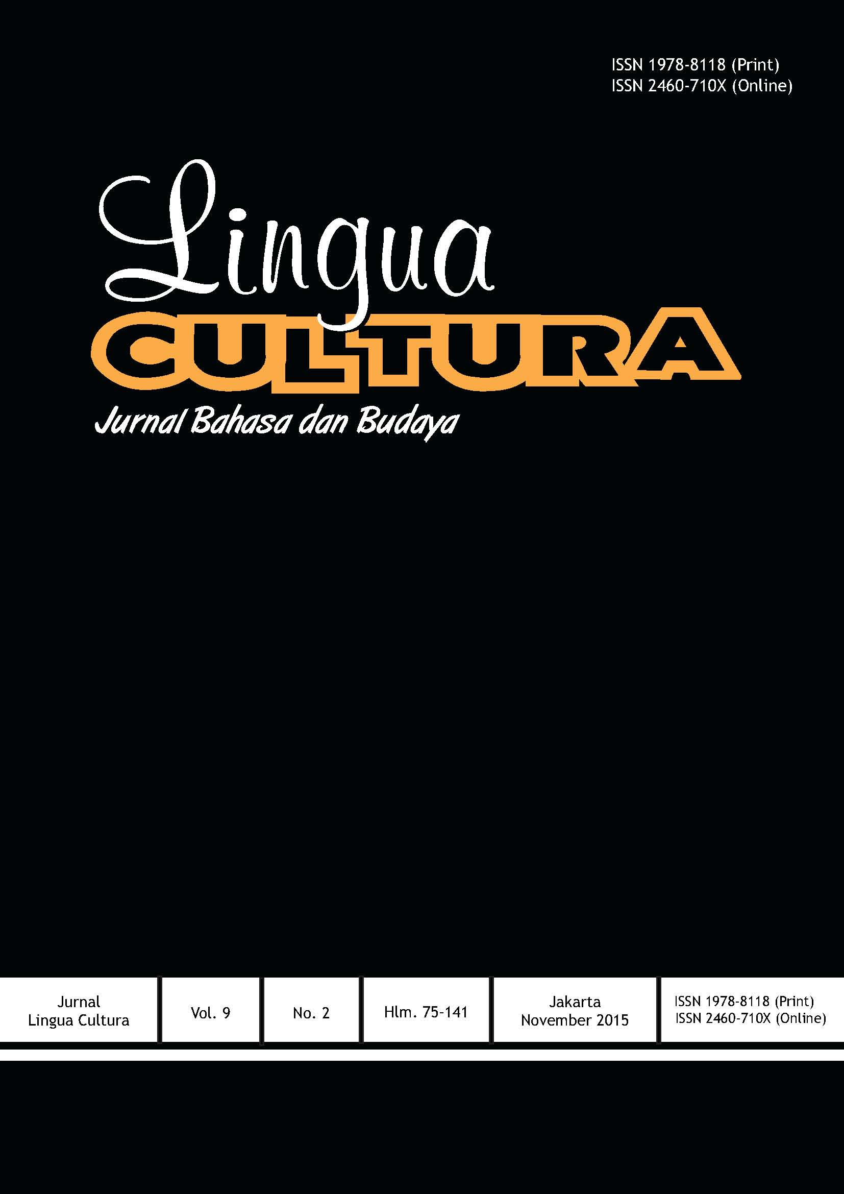 					View Vol. 9 No. 2 (2015): Lingua Cultura Vol. 9 No. 2
				