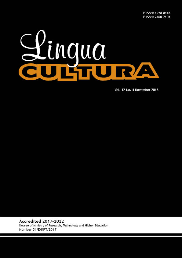 					View Vol. 12 No. 4 (2018): Lingua Cultura vol. 12 No. 4
				