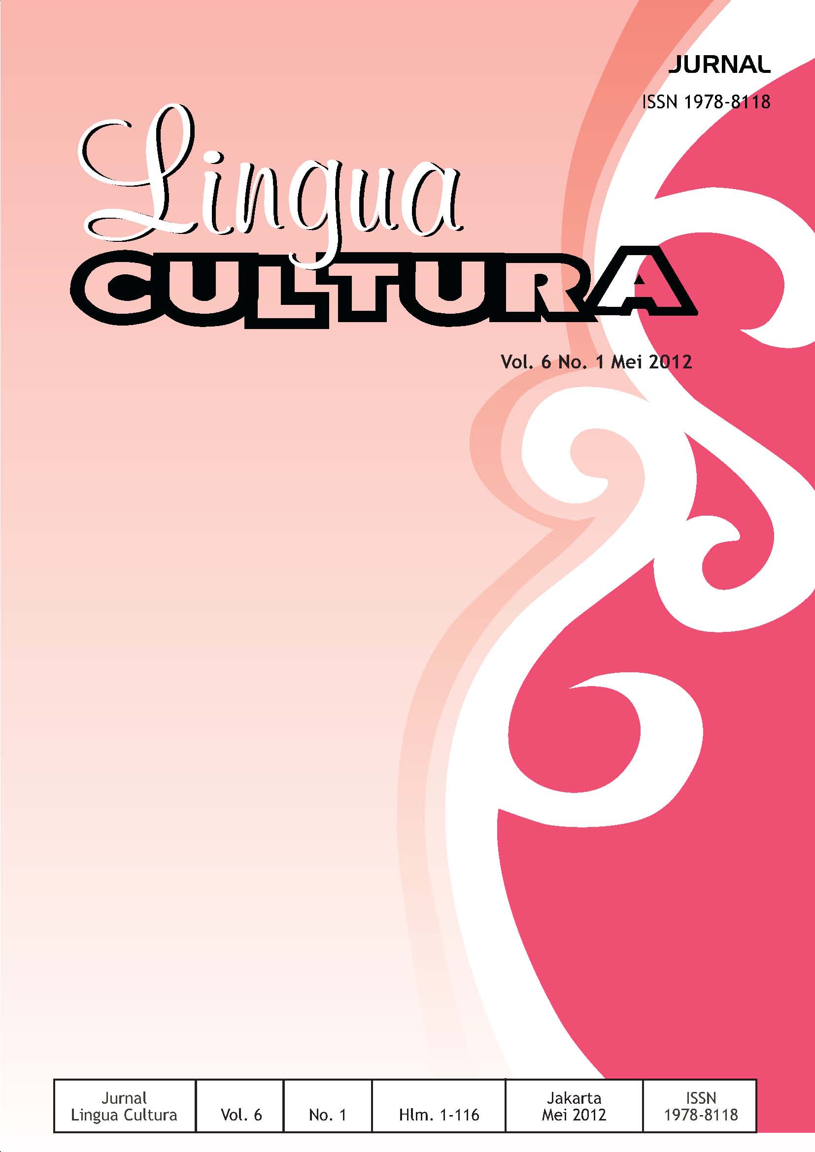 					View Vol. 6 No. 1 (2012): Lingua Cultura Vol. 6 No. 1
				