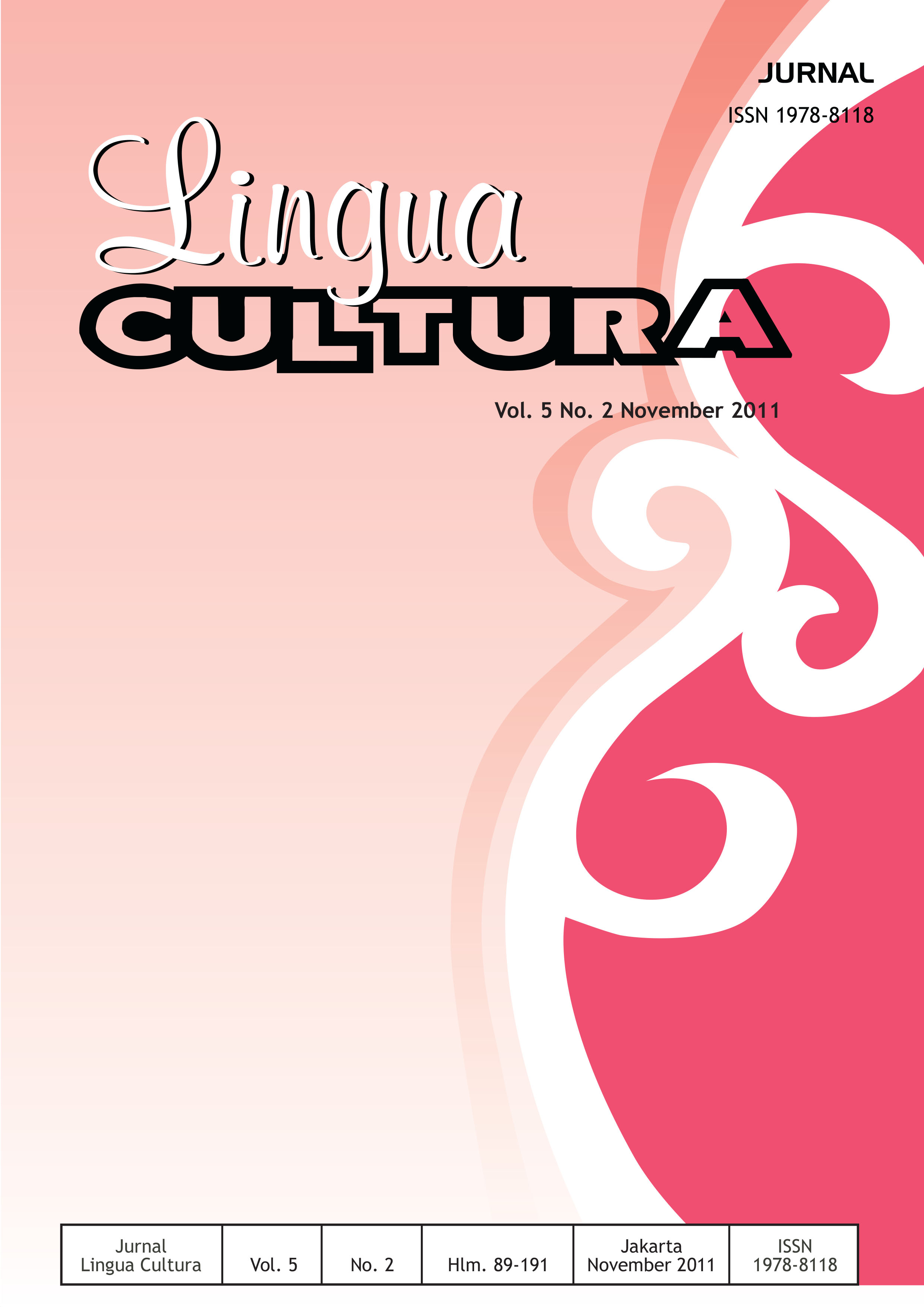 					View Vol. 5 No. 2 (2011): Lingua Cultura Vol. 5 No. 2
				