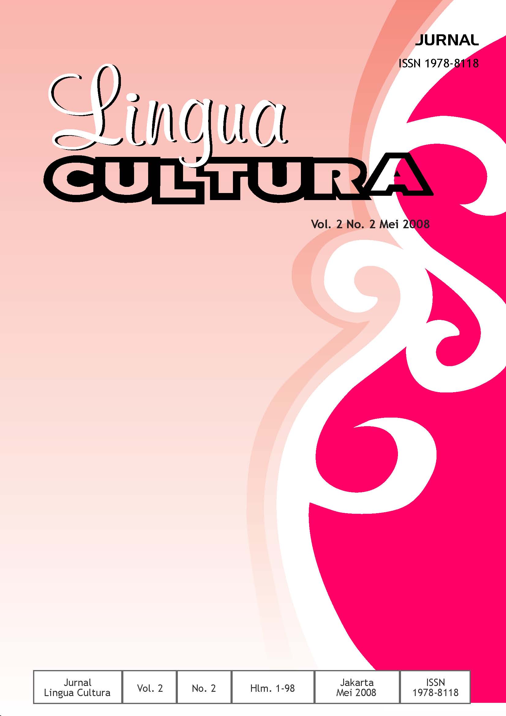					View Vol. 2 No. 2 (2008): Lingua Cultura Vol. 2 No. 2
				