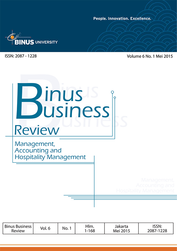 					View Vol. 6 No. 1 (2015): Binus Business Review
				