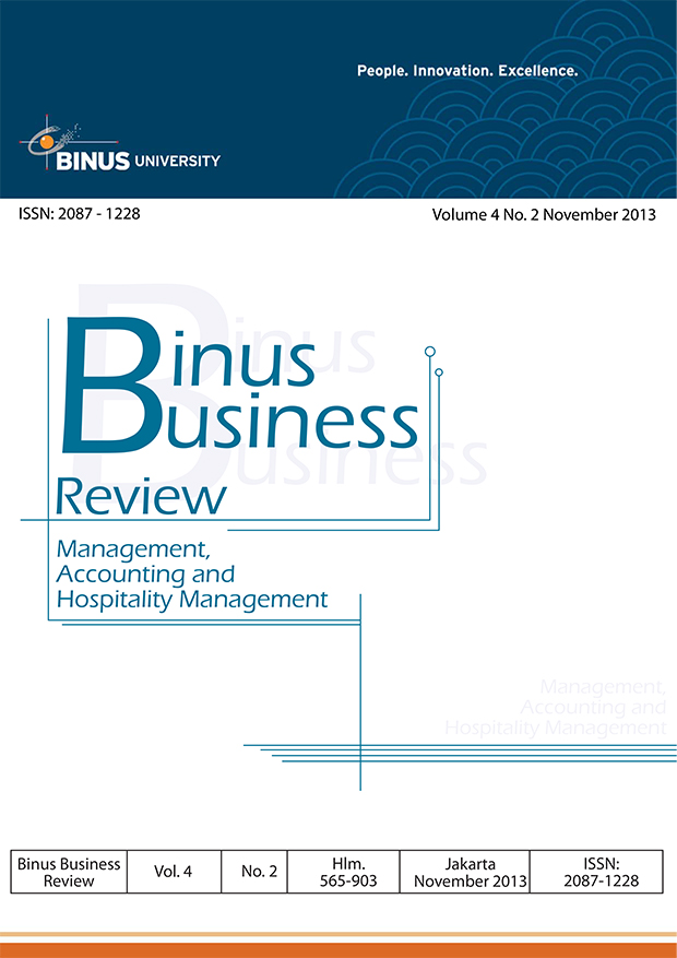 					View Vol. 4 No. 2 (2013): Binus Business Review
				