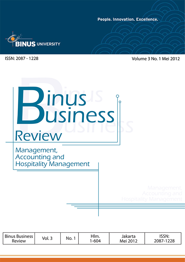 					View Vol. 3 No. 1 (2012): Binus Business Review
				