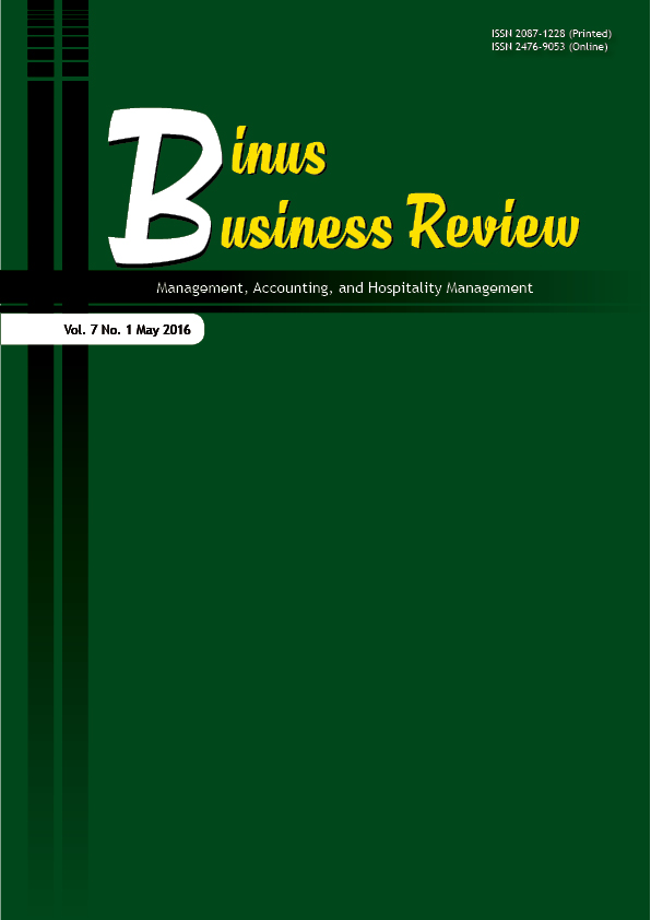 					View Vol. 7 No. 1 (2016): Binus Business Review
				