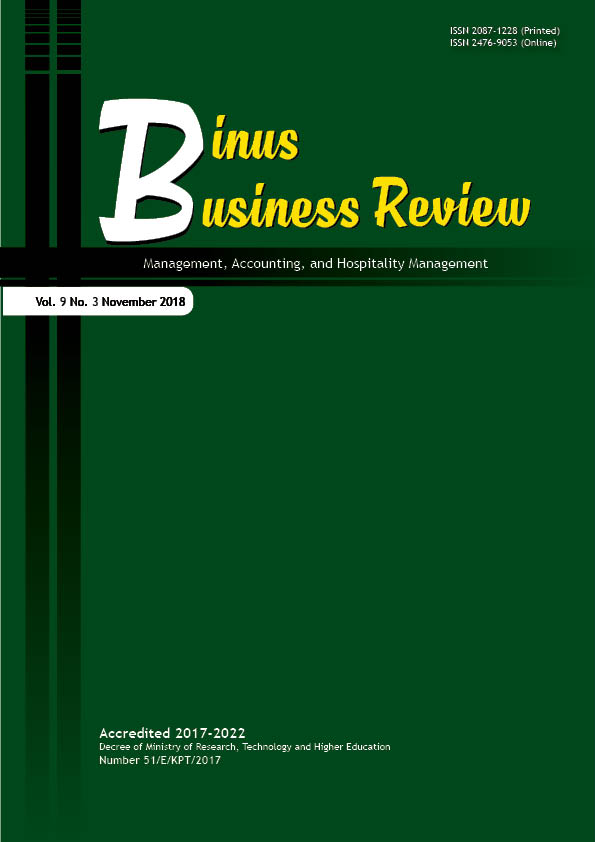 					View Vol. 9 No. 3 (2018): Binus Business Review
				