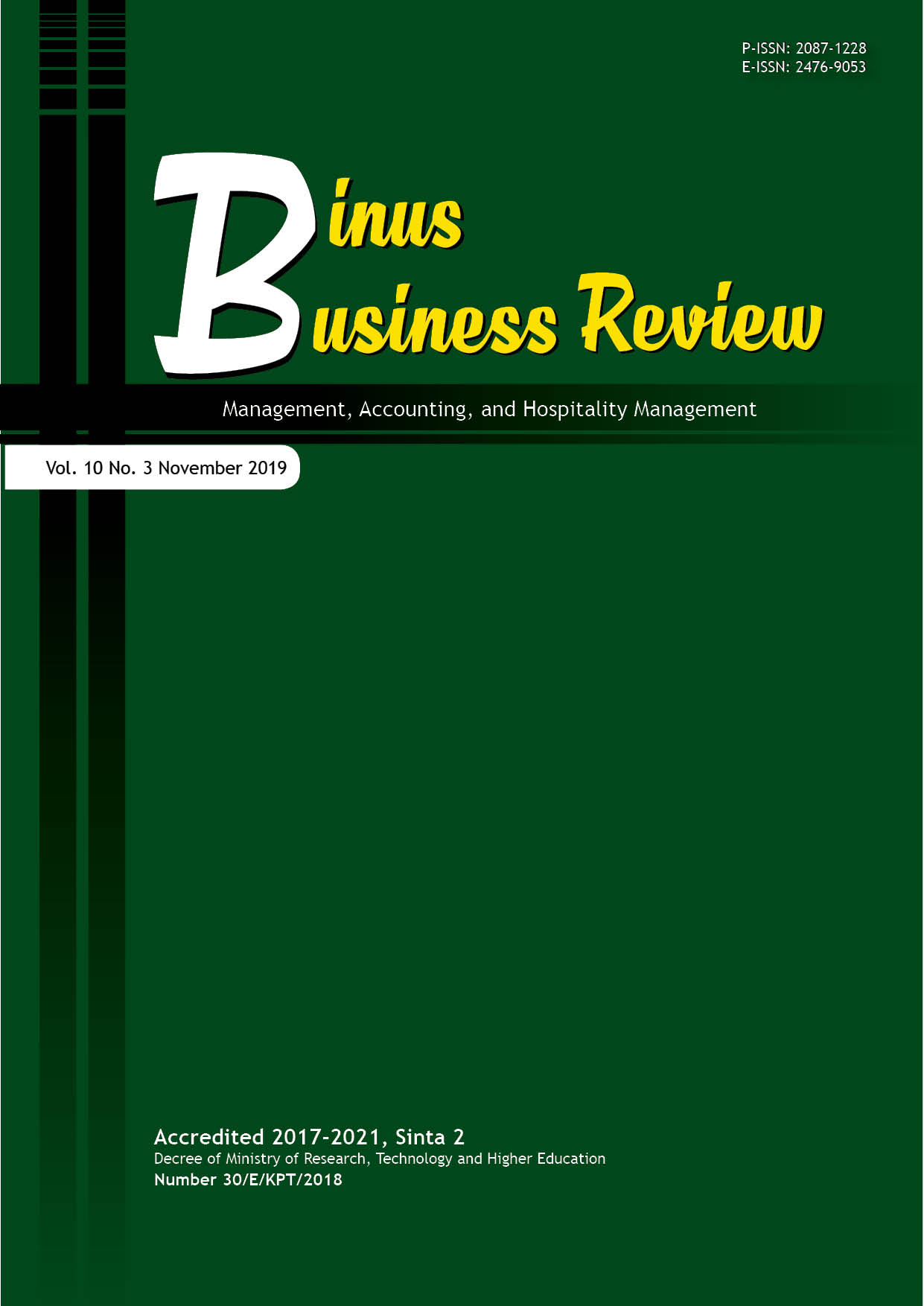 					View Vol. 10 No. 3 (2019): Binus Business Review
				