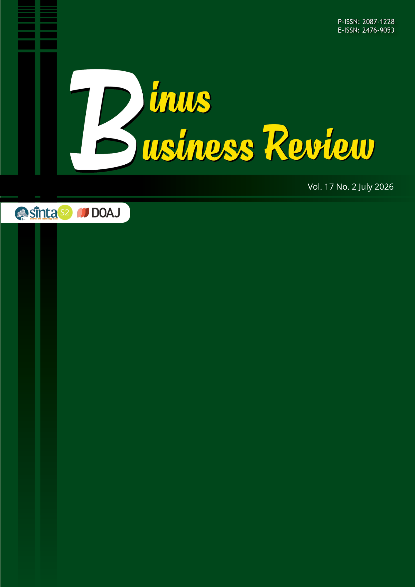 					View Vol. 17 No. 2 (2026): Binus Business Review (in press)
				